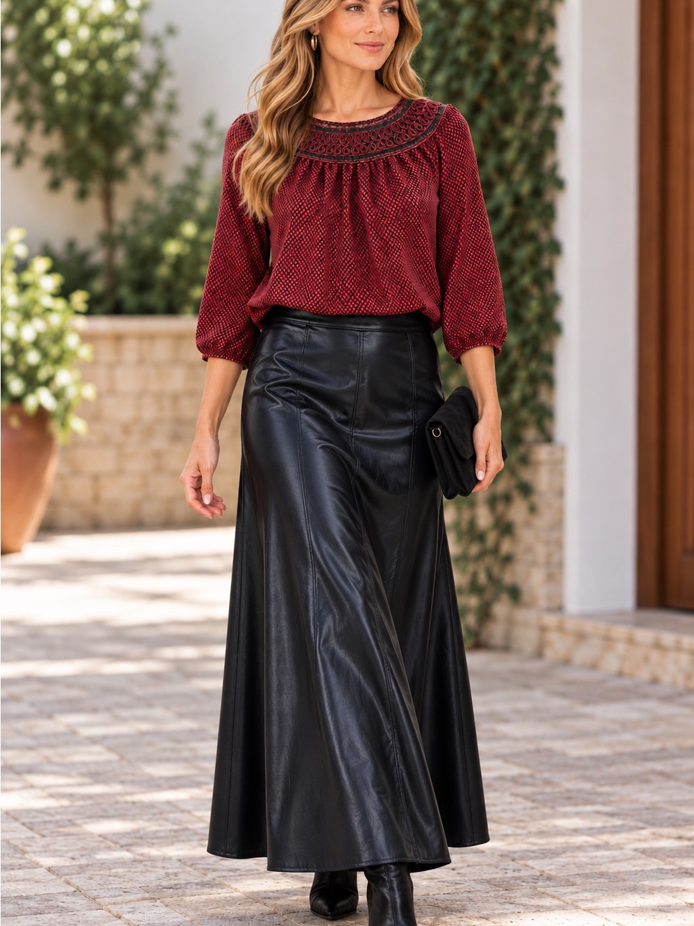 Coldwater Creek Red & black Blouse